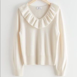 & Other Stories Cream/White Ruffle Sweater